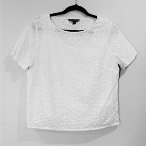 🔥NWOT Brooks Brothers Women’s White Eyelet Short-Sleeve Top Size 12🔥
